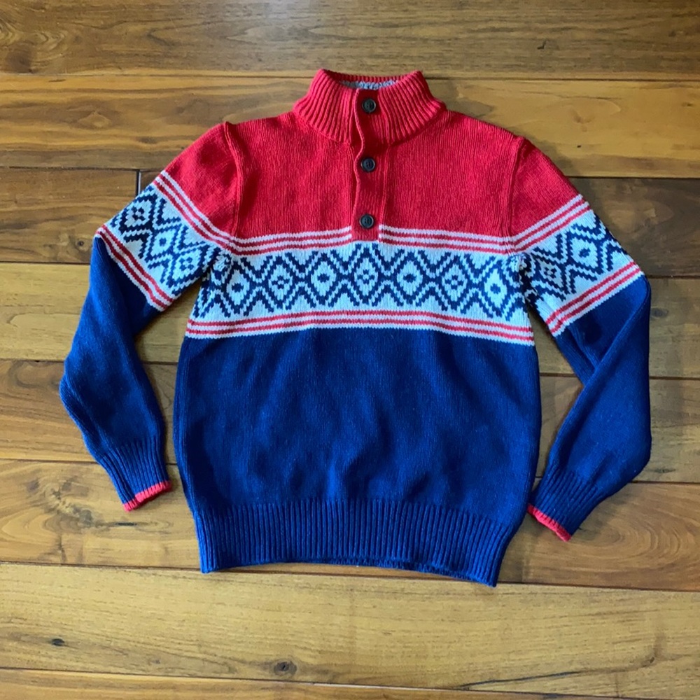 Gap Mock Turtleneck Red, White, & Blue Sweater in Boys XL(12)